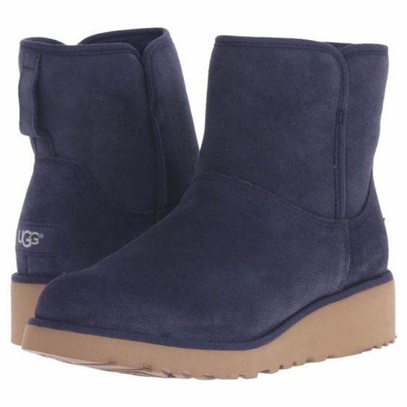 navy wedge boots uk
